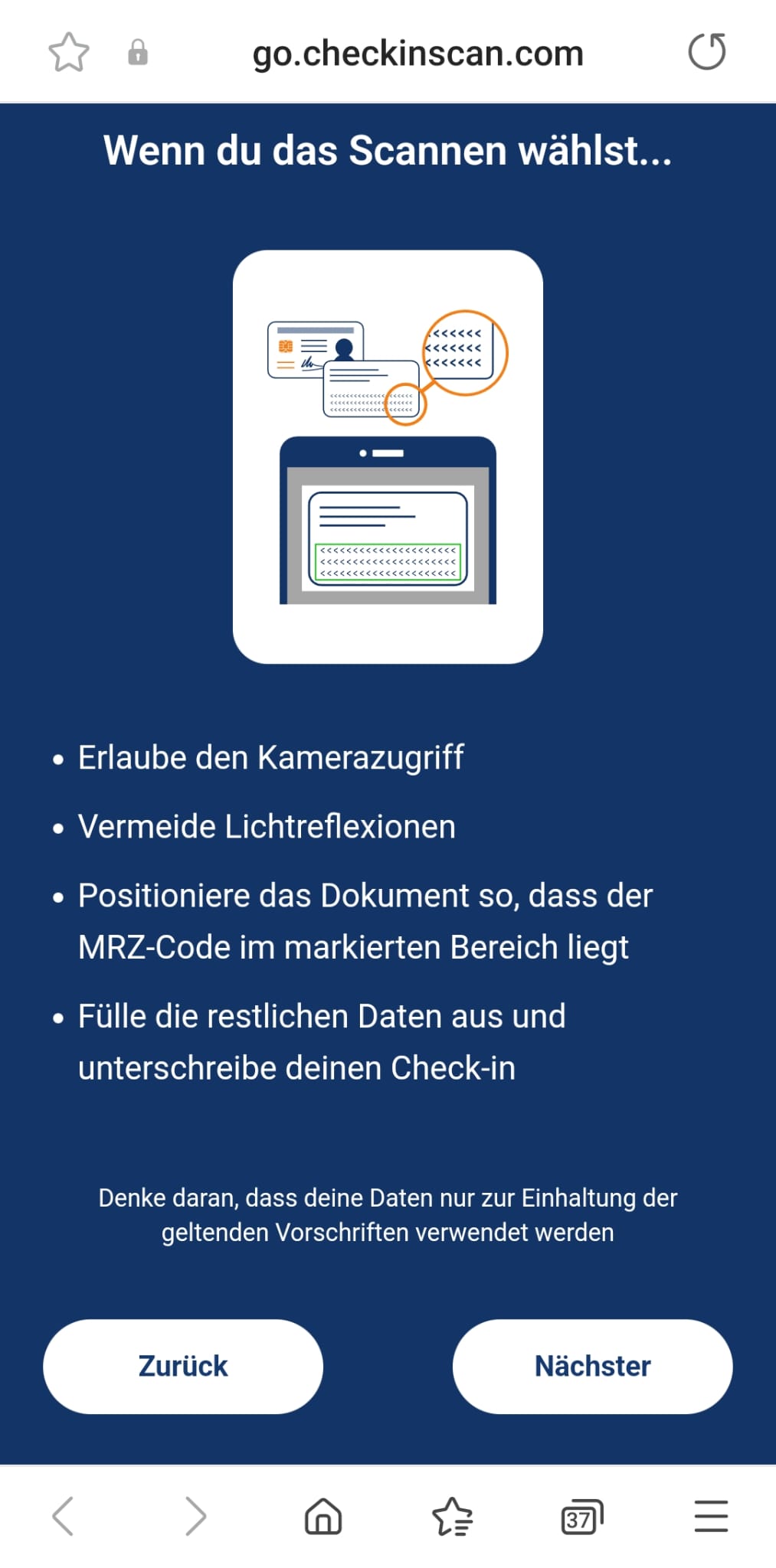 Erklärung: Touristenanmeldung in Spanien ganz einfach, mit Check-in Scan