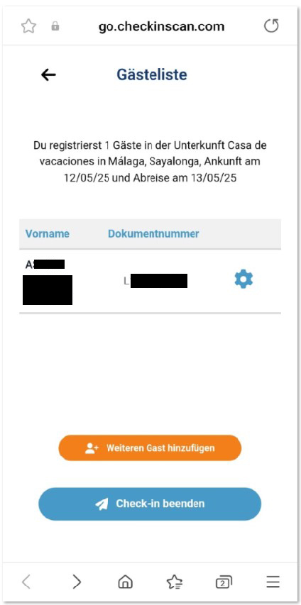 Erklärung: Touristenanmeldung in Spanien ganz einfach, mit Check-in Scan